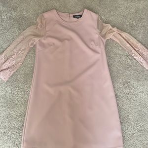 Pink Lulus Dress Lacy Sleeves